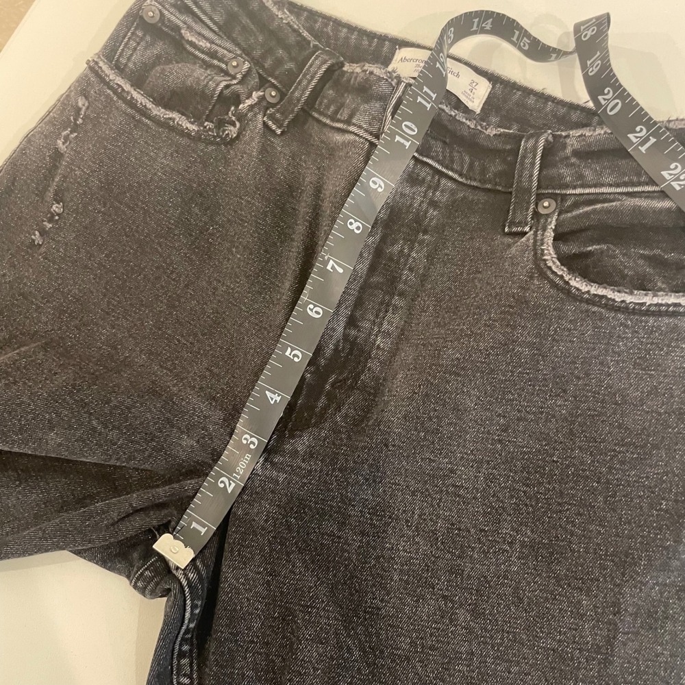 Abercrombie & Fitch Curve Love The Skinny High Rise Distressed Black Jeans 27/4S - Picture 8 of 10